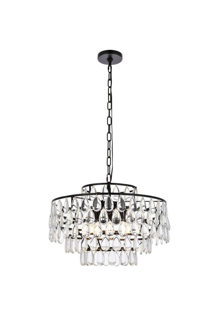 Steel Ring with Crystal Drop Pendant - LV LIGHTING