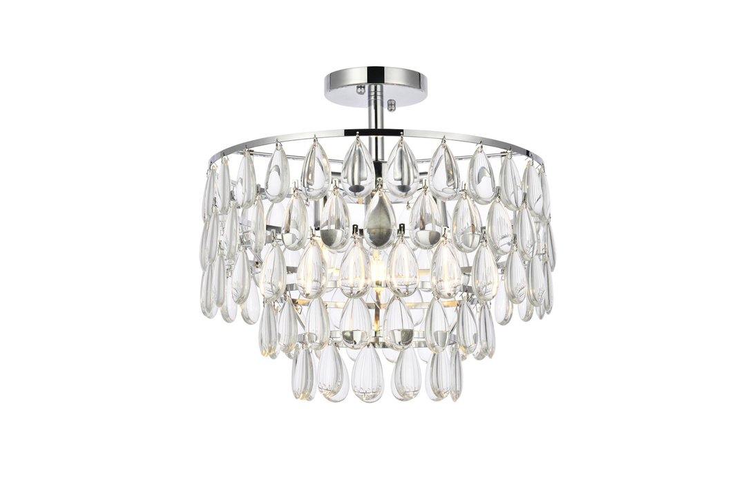 Steel Ring with Crystal Drop Semi Flush Mount - LV LIGHTING