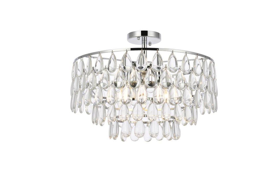 Steel Ring with Crystal Drop Semi Flush Mount - LV LIGHTING