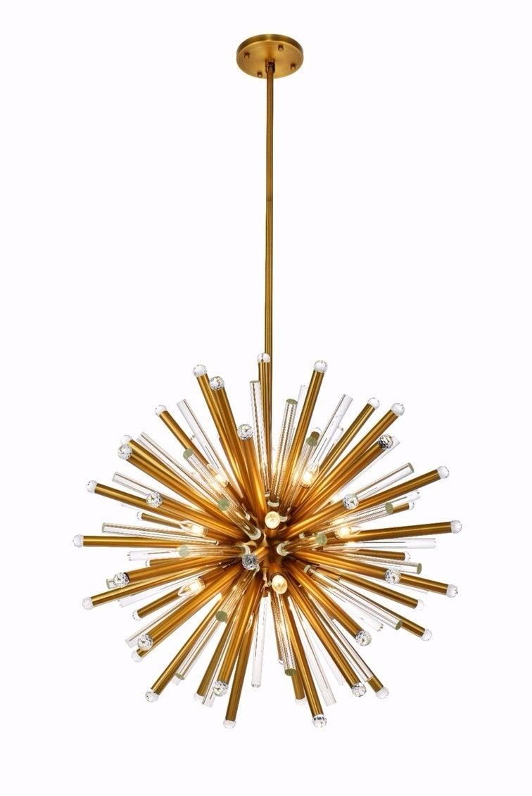 Steel with Glass Rod Burst Chandelier - LV LIGHTING