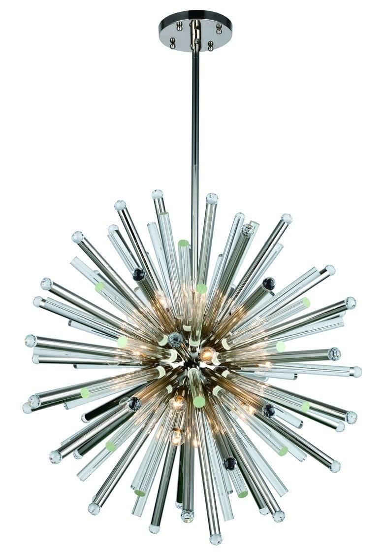 Steel with Glass Rod Burst Chandelier - LV LIGHTING