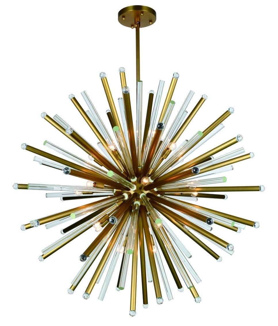 Steel with Glass Rod Burst Chandelier - LV LIGHTING