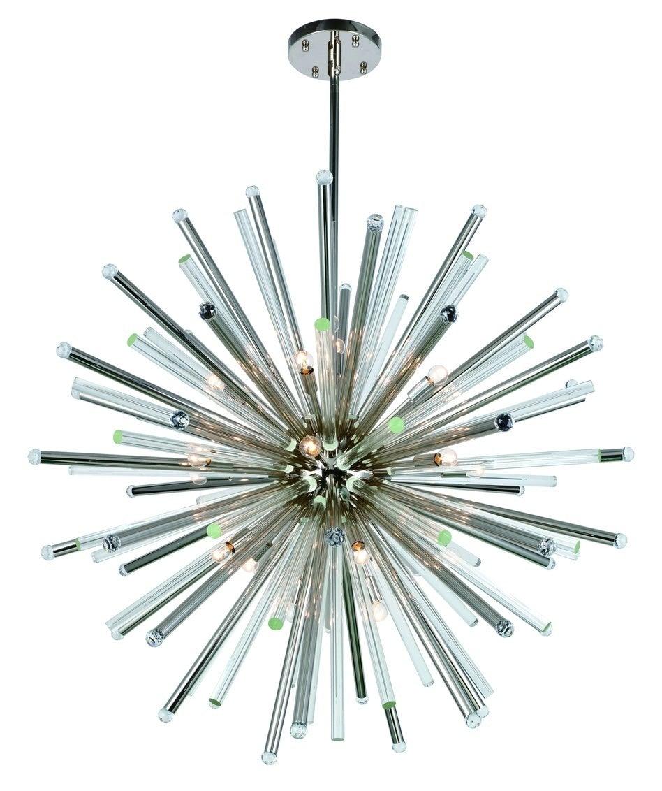 Steel with Glass Rod Burst Chandelier - LV LIGHTING