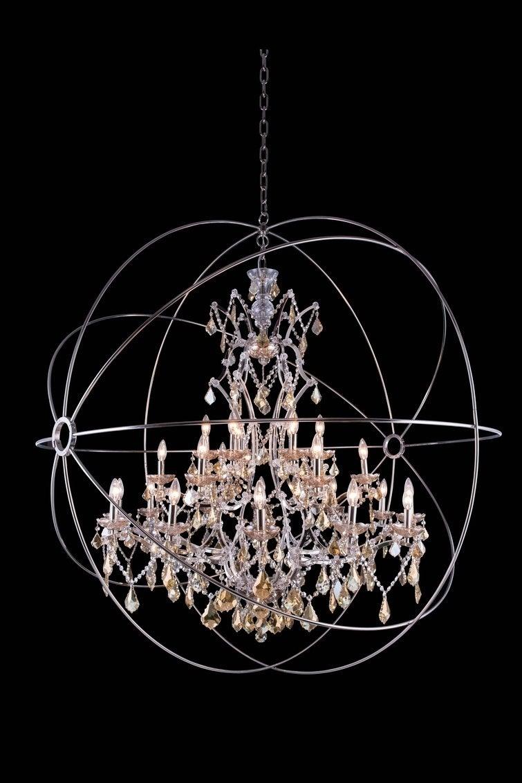 Steel Orbit Frame with Crystal Chandelier - LV LIGHTING