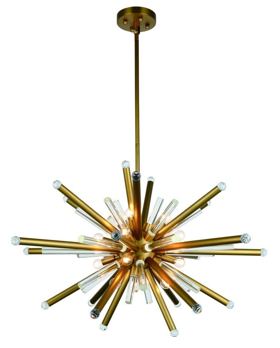 Steel with Glass Rod Burst Oval Chandelier - LV LIGHTING
