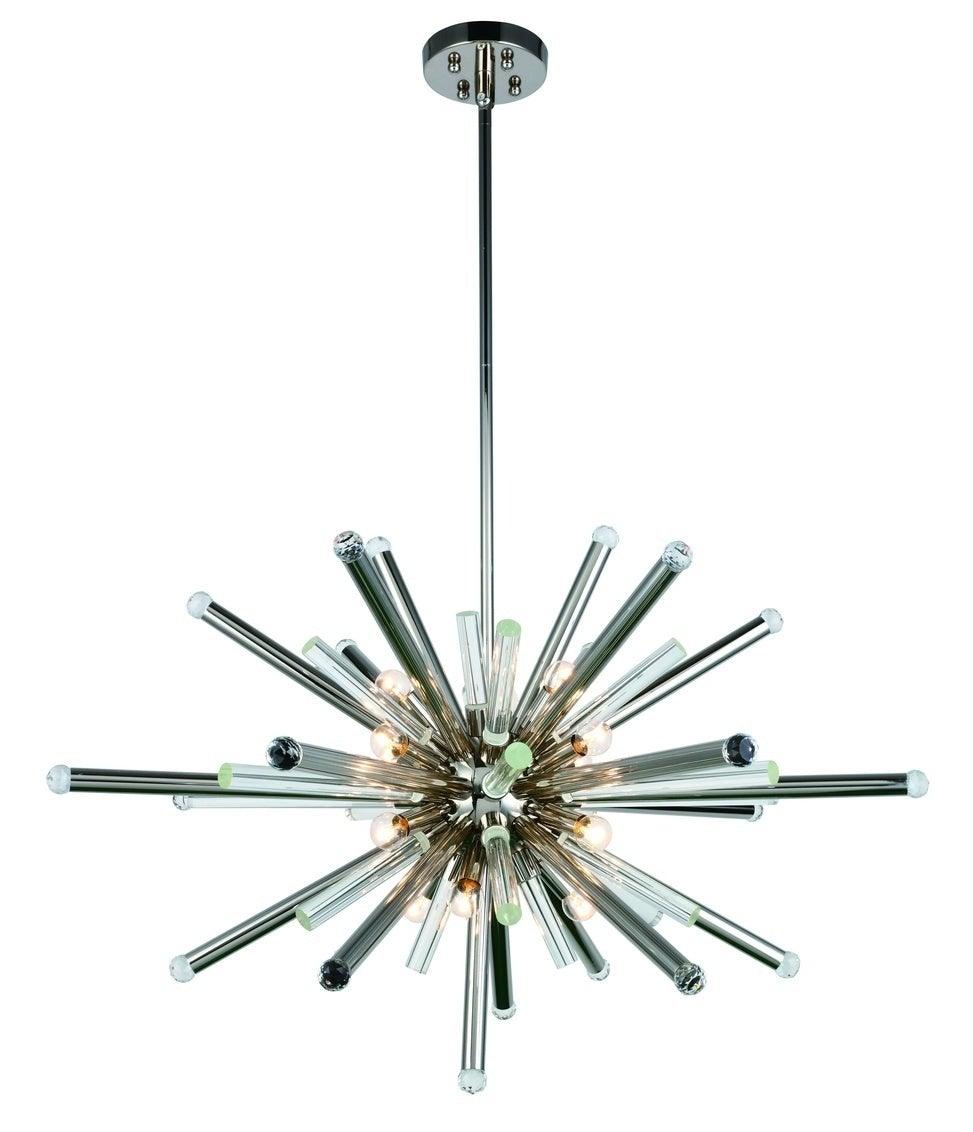 Steel with Glass Rod Burst Oval Chandelier - LV LIGHTING