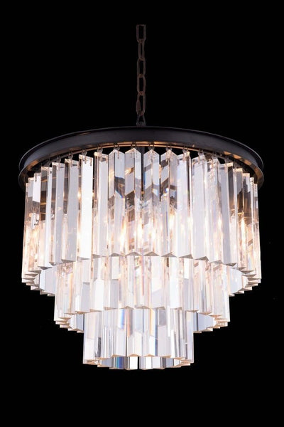 Steel with Crystal Rod Round Chandelier - LV LIGHTING