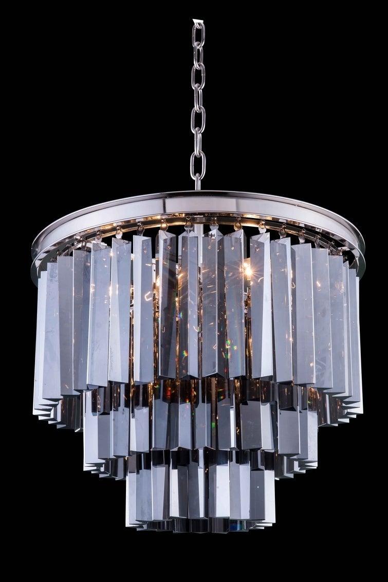 Steel with Crystal Rod Round Chandelier - LV LIGHTING