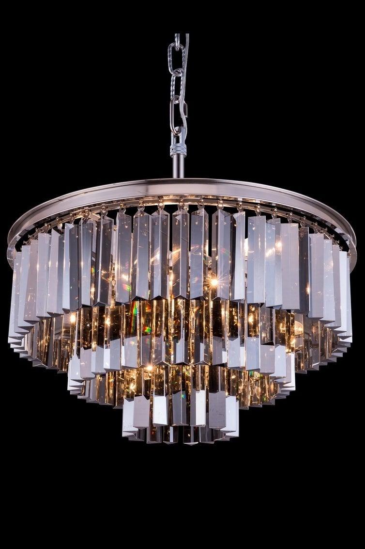 Steel with Crystal Rod Round Chandelier - LV LIGHTING