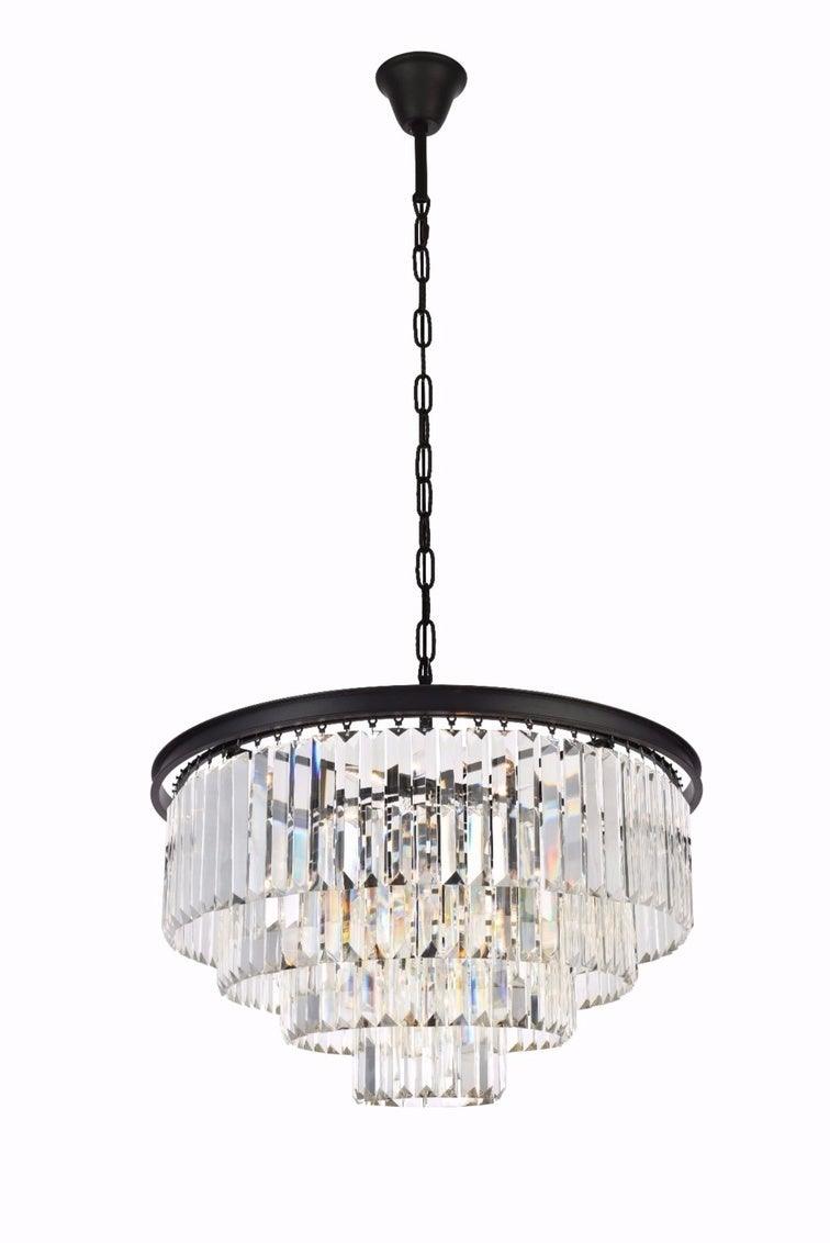 Steel with Crystal Rod Round Chandelier - LV LIGHTING