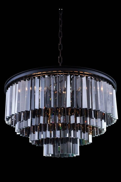 Steel with Crystal Rod Round Chandelier - LV LIGHTING