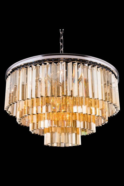 Steel with Crystal Rod Round Chandelier - LV LIGHTING