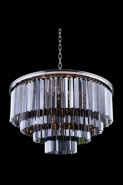 Steel with Crystal Rod Round Chandelier - LV LIGHTING