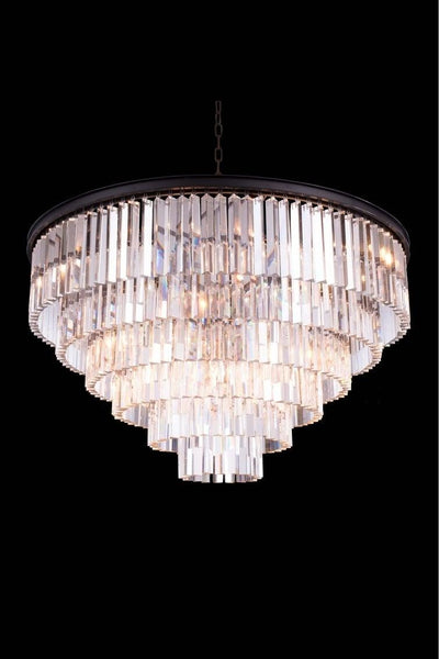 Steel with Crystal Rod Round Chandelier - LV LIGHTING