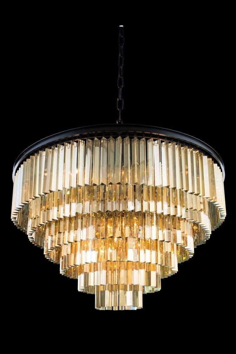 Steel with Crystal Rod Round Chandelier - LV LIGHTING