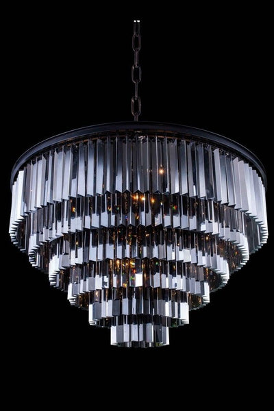 Steel with Crystal Rod Round Chandelier - LV LIGHTING