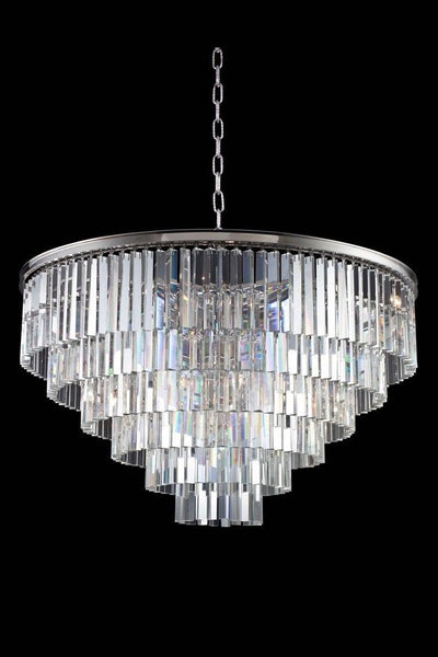 Steel with Crystal Rod Round Chandelier - LV LIGHTING