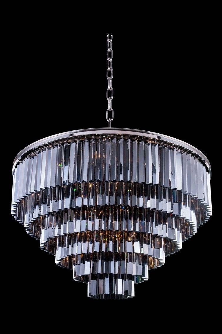 Steel with Crystal Rod Round Chandelier - LV LIGHTING