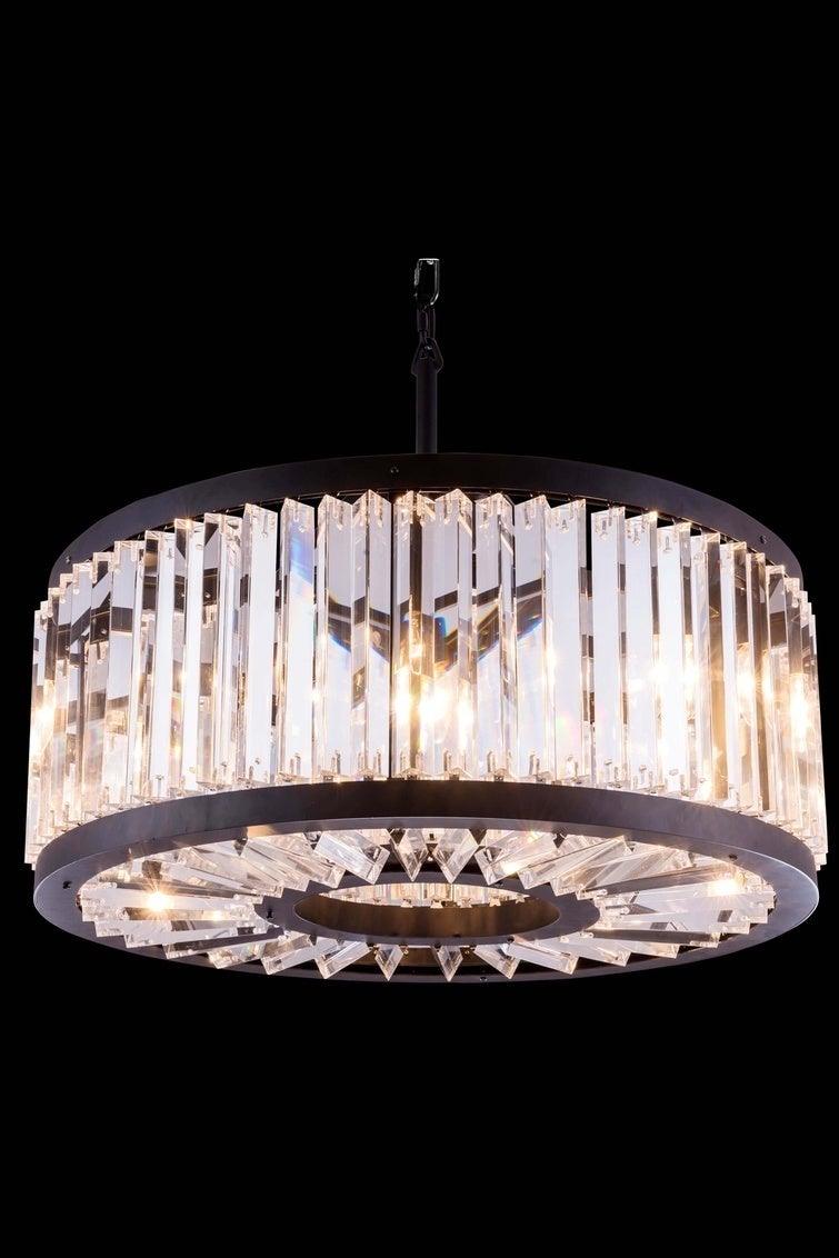 Steel Frame with Crystal Rod Round Chandelier - LV LIGHTING