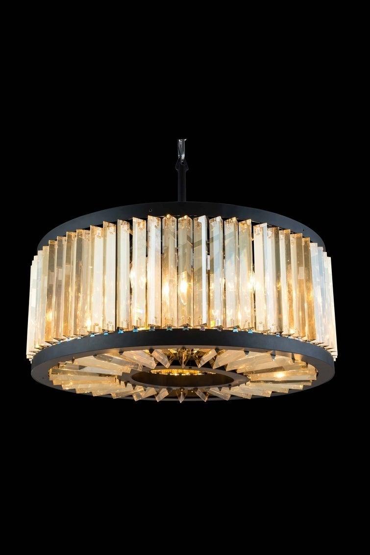 Steel Frame with Crystal Rod Round Chandelier - LV LIGHTING