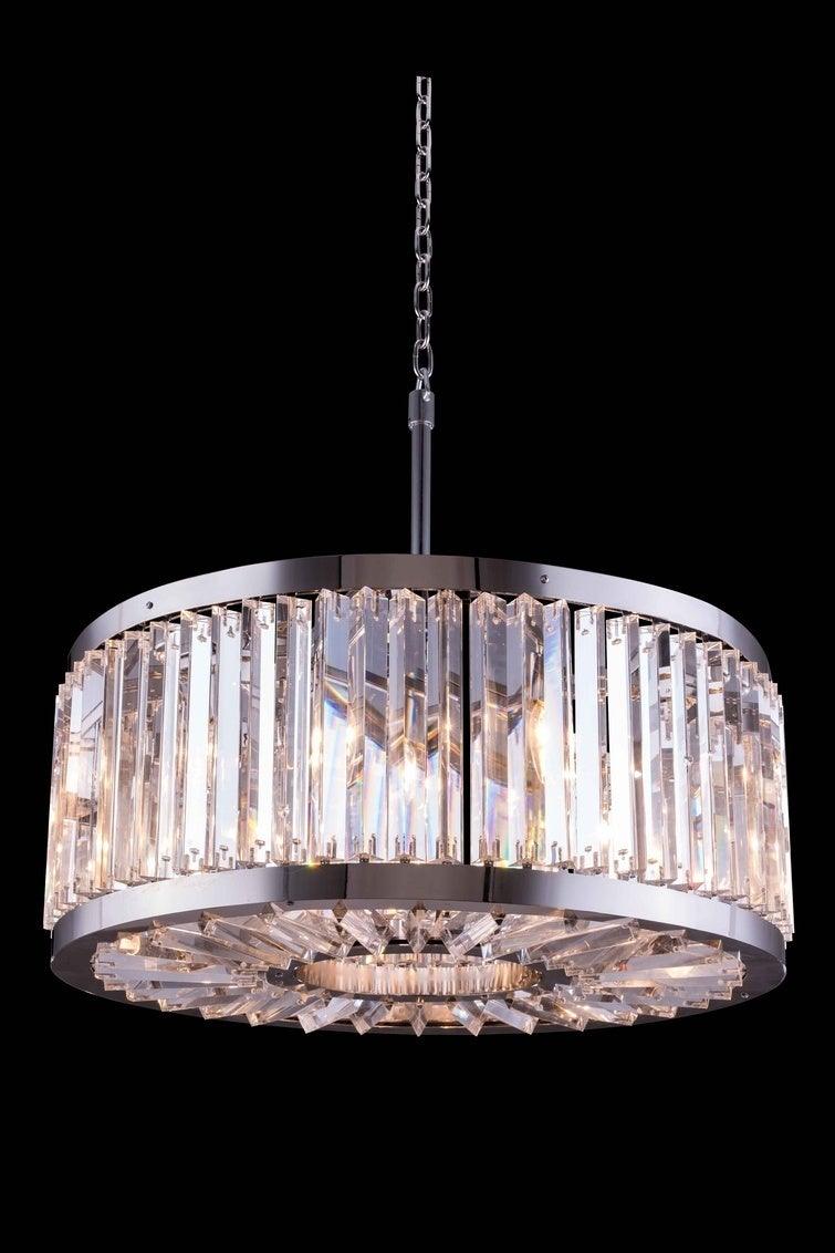 Steel Frame with Crystal Rod Round Chandelier - LV LIGHTING