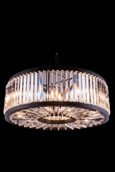 Steel Frame with Crystal Rod Round Chandelier - LV LIGHTING