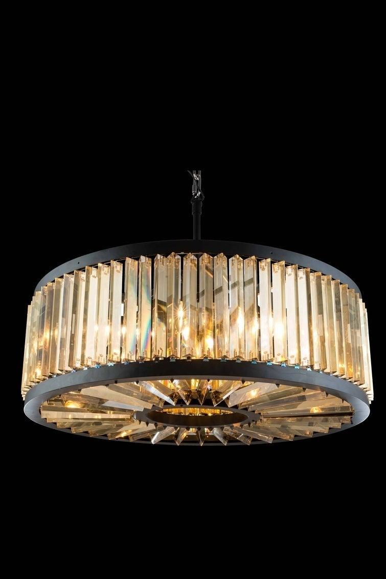 Steel Frame with Crystal Rod Round Chandelier - LV LIGHTING