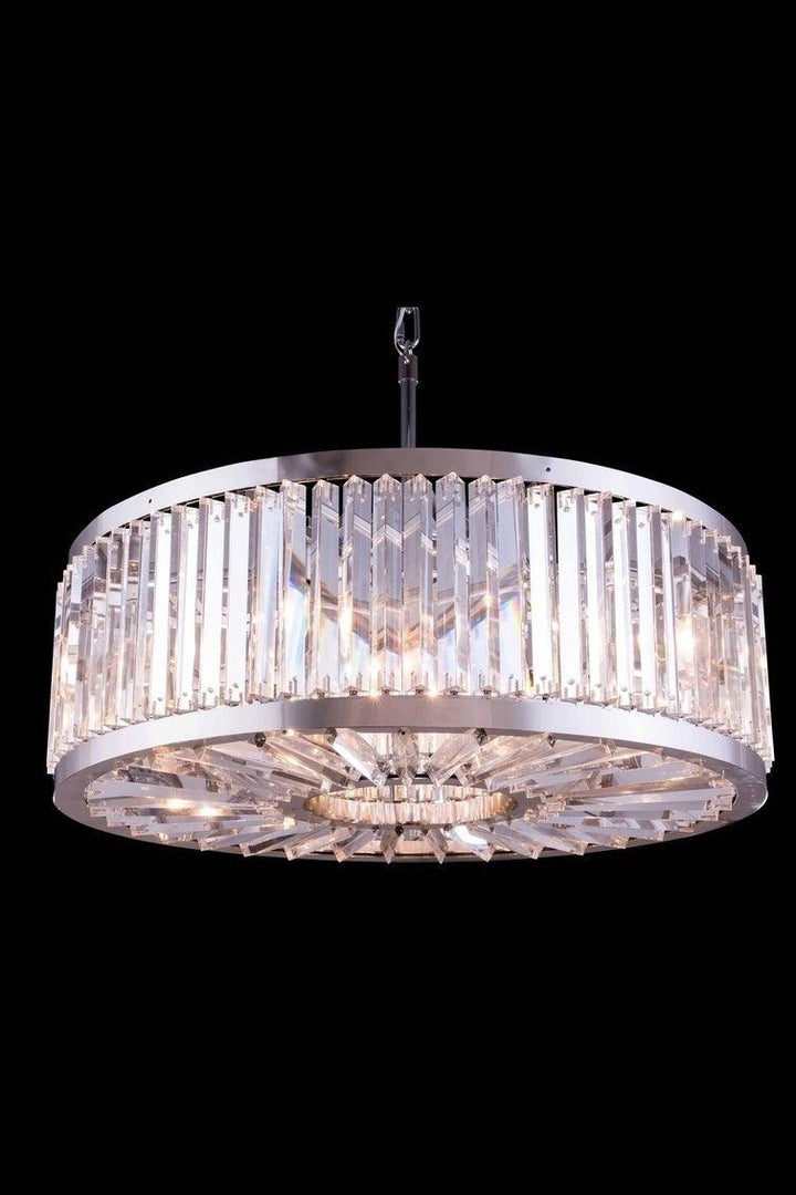 Steel Frame with Crystal Rod Round Chandelier - LV LIGHTING