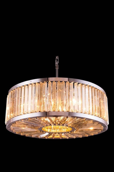 Steel Frame with Crystal Rod Round Chandelier - LV LIGHTING