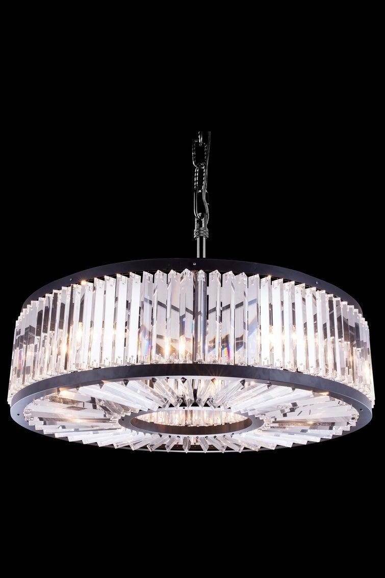 Steel Frame with Crystal Rod Round Chandelier - LV LIGHTING