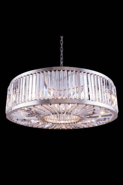 Steel Frame with Crystal Rod Round Chandelier - LV LIGHTING