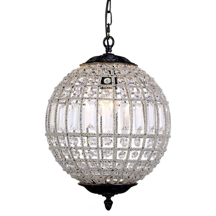 Steel with Crystal Shade Globe Pendant / Chandelier - LV LIGHTING