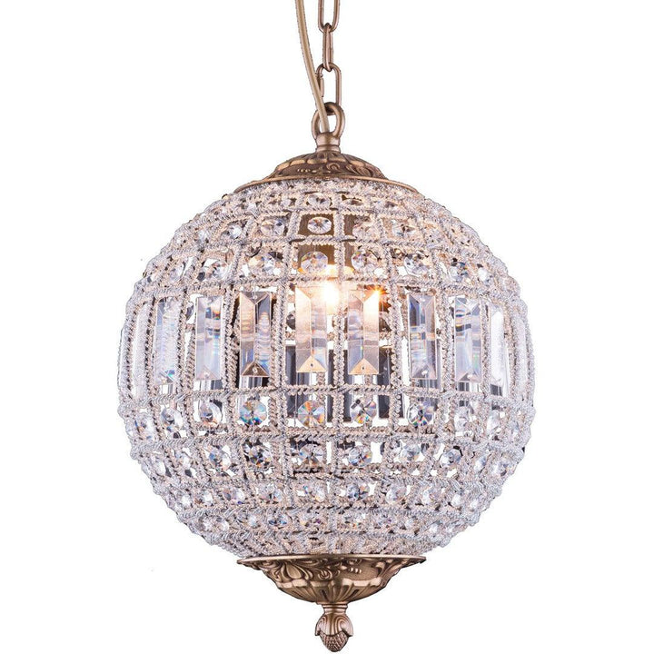 Steel with Crystal Shade Globe Pendant / Chandelier - LV LIGHTING