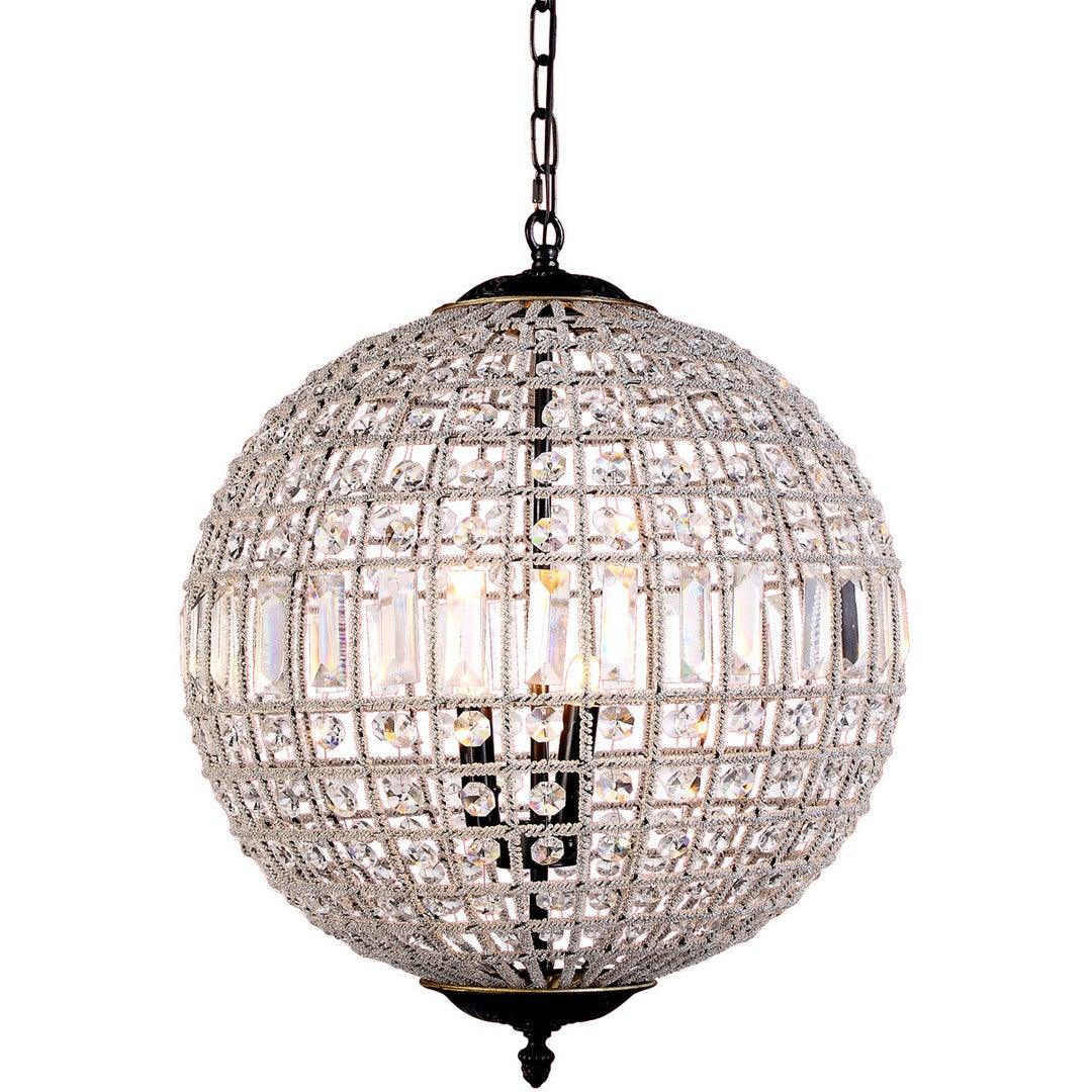 Steel with Crystal Shade Globe Pendant / Chandelier - LV LIGHTING