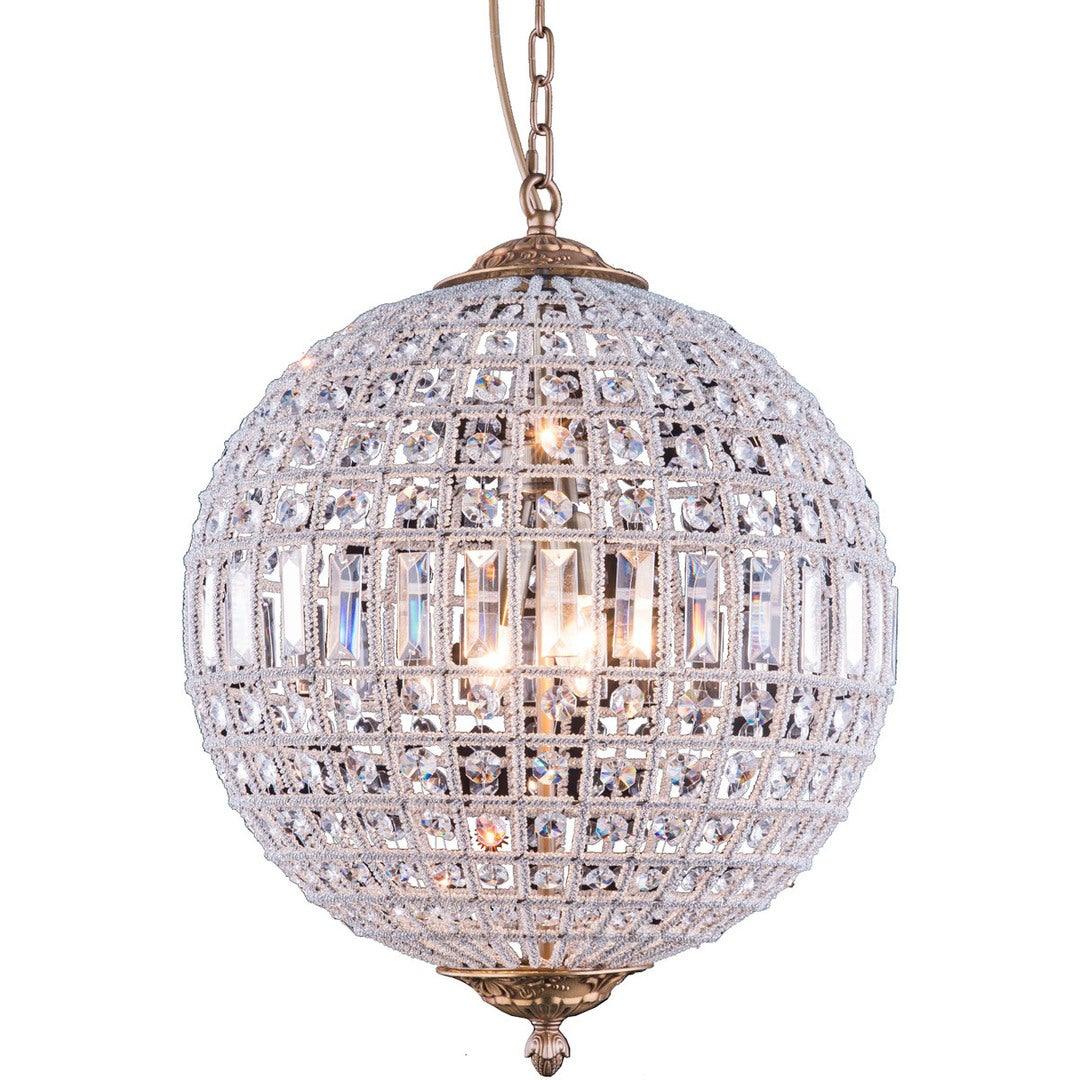 Steel with Crystal Shade Globe Pendant / Chandelier - LV LIGHTING