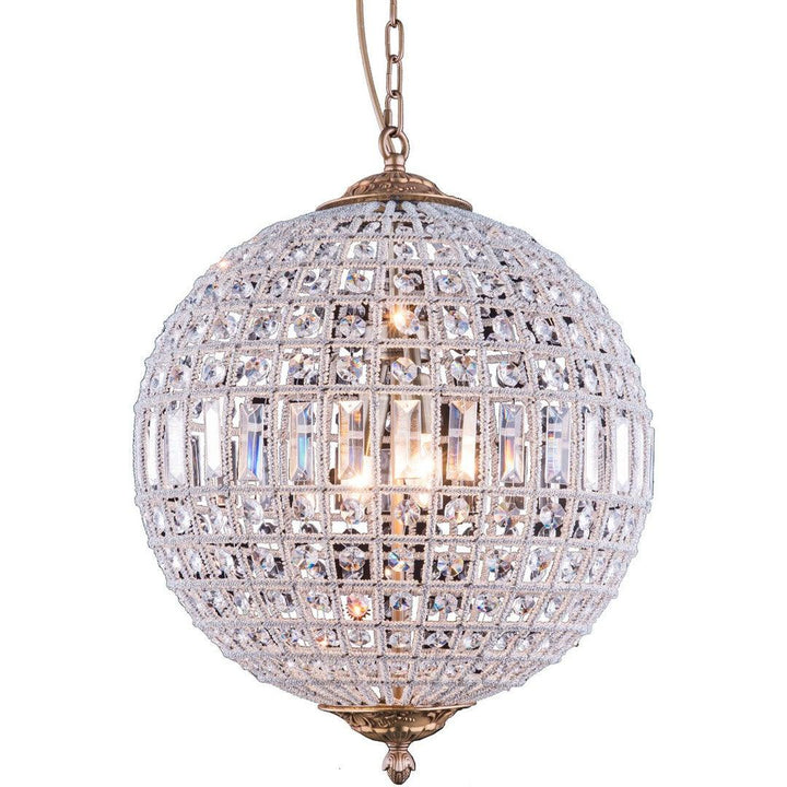 Steel with Crystal Shade Globe Pendant / Chandelier - LV LIGHTING