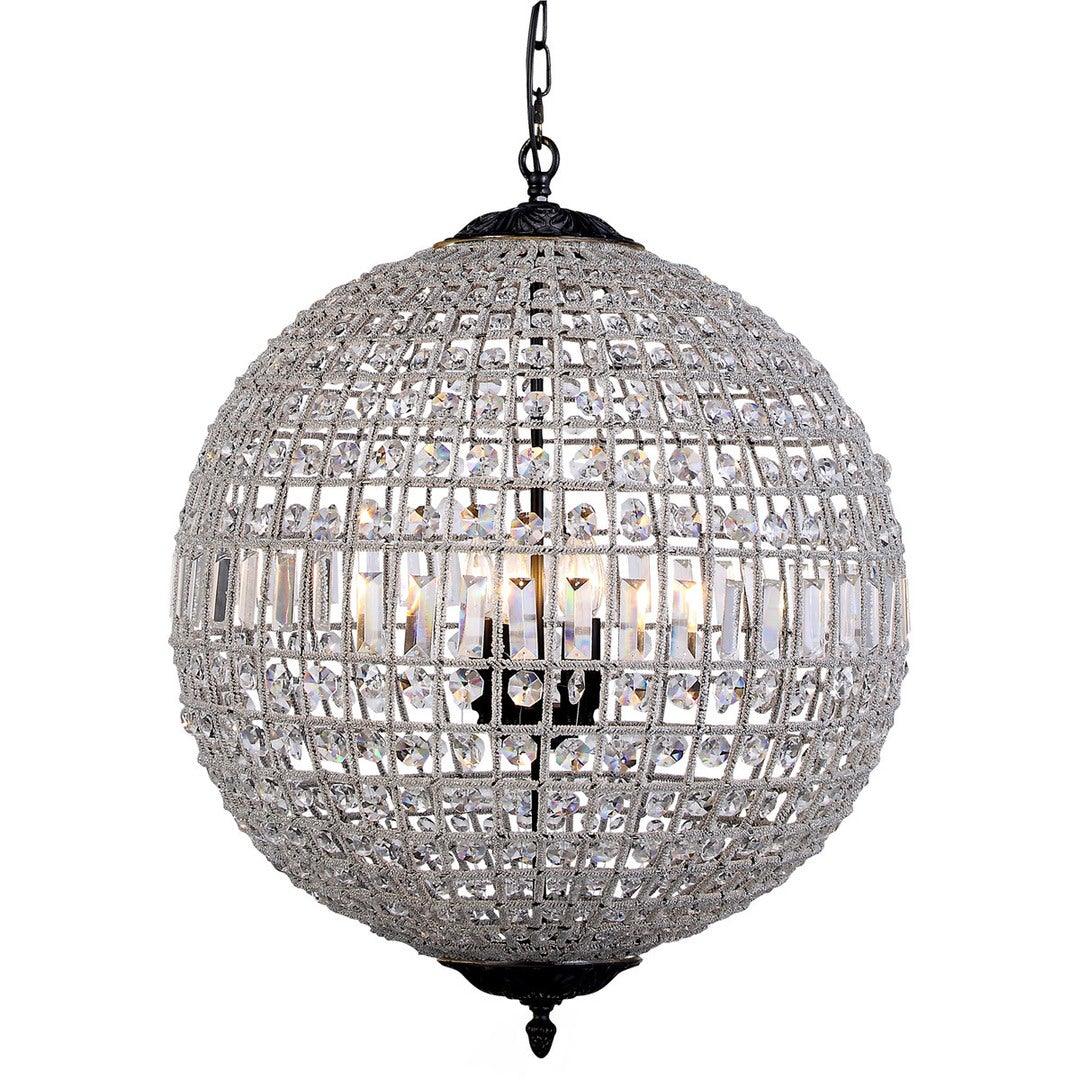 Steel with Crystal Shade Globe Pendant / Chandelier - LV LIGHTING