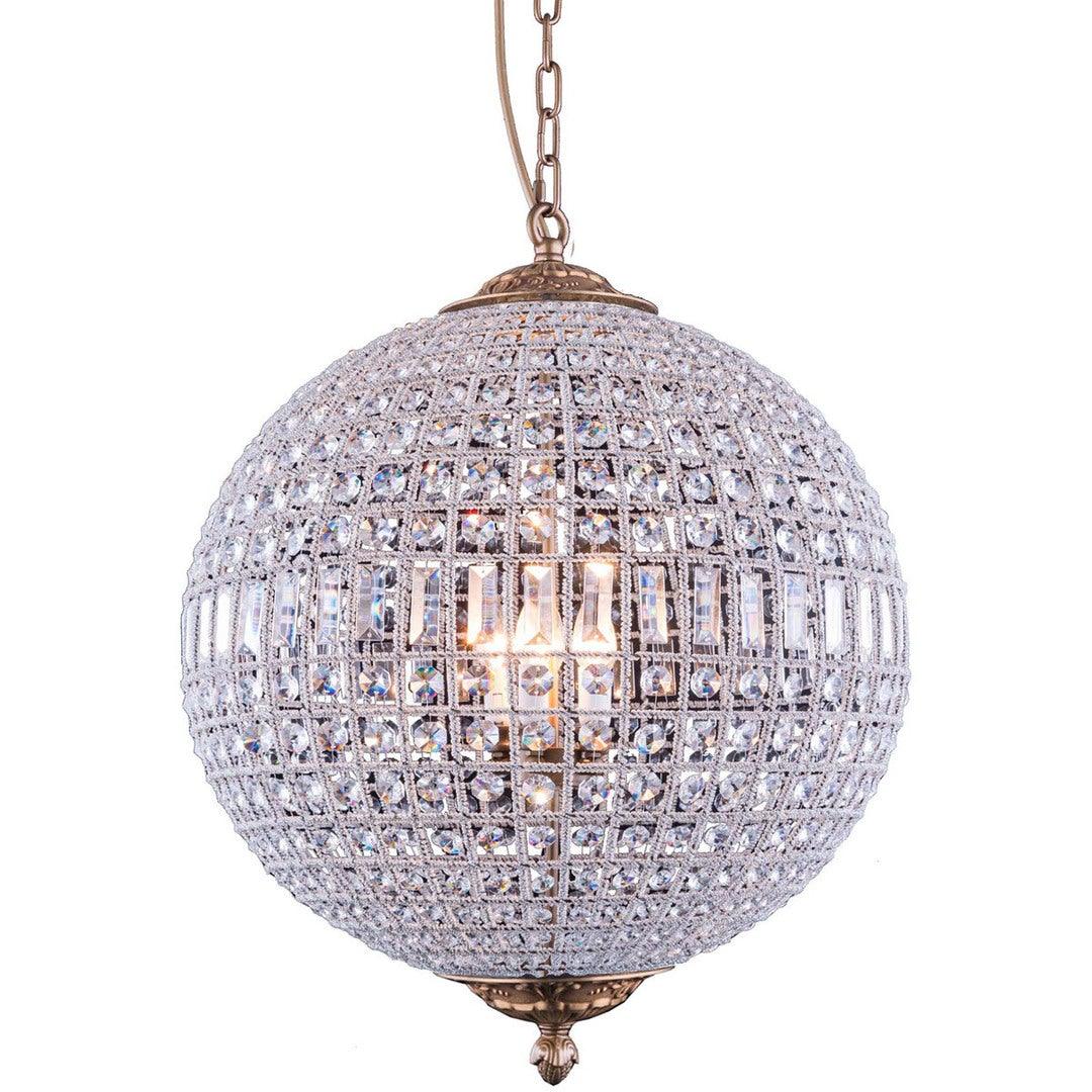 Steel with Crystal Shade Globe Pendant / Chandelier - LV LIGHTING