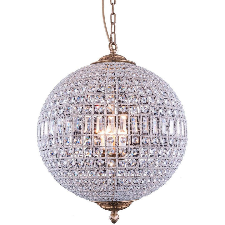 Steel with Crystal Shade Globe Pendant / Chandelier - LV LIGHTING