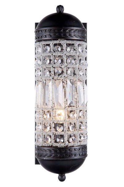 Steel with Clear Crystal cylindrical Wall Sconce - LV LIGHTING