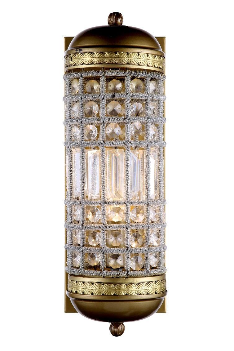 Steel with Clear Crystal cylindrical Wall Sconce - LV LIGHTING