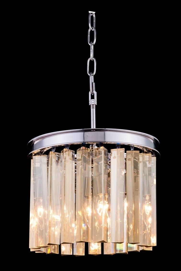 Steel with Crystal Rod Round Pendant / Chandelier - LV LIGHTING