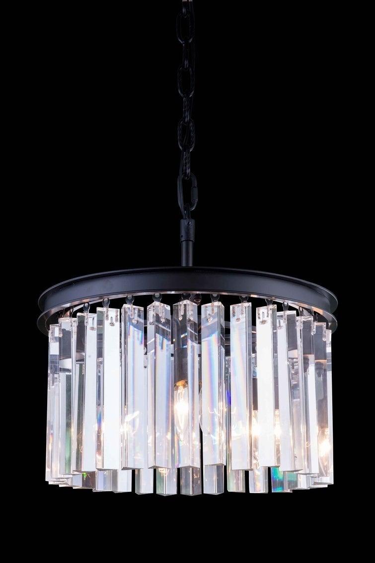 Steel with Crystal Rod Round Pendant / Chandelier - LV LIGHTING