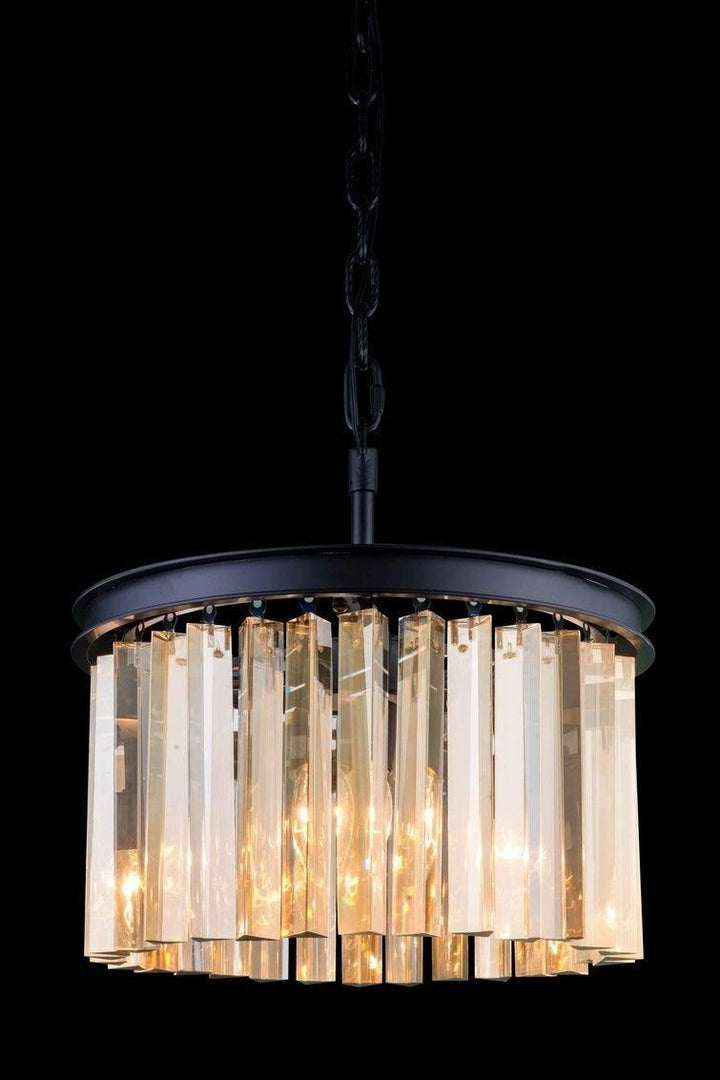 Steel with Crystal Rod Round Pendant / Chandelier - LV LIGHTING