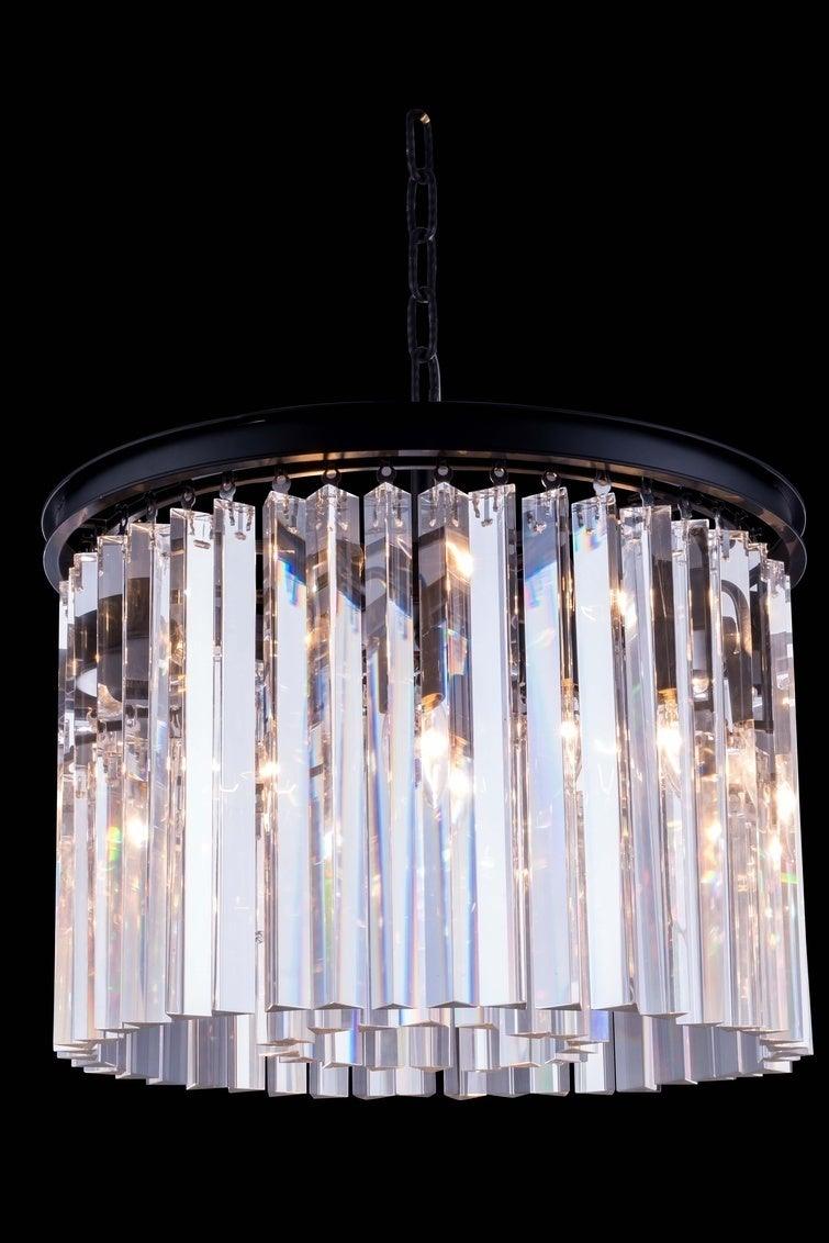 Steel with Crystal Rod Round Pendant / Chandelier - LV LIGHTING