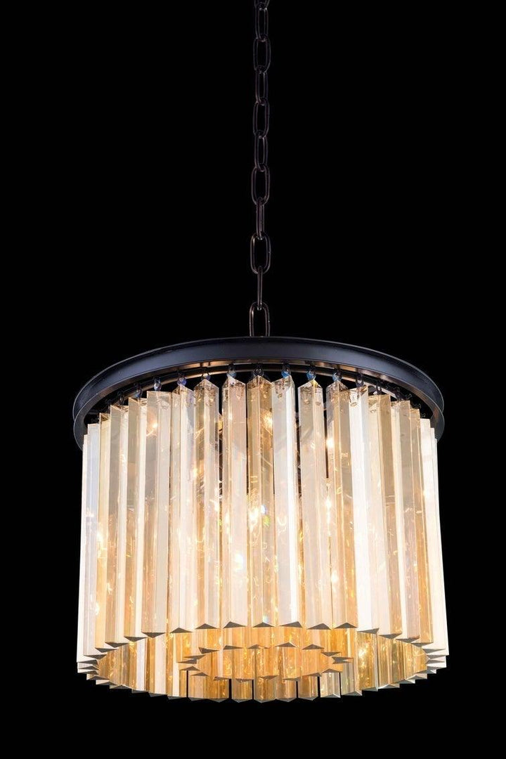 Steel with Crystal Rod Round Pendant / Chandelier - LV LIGHTING
