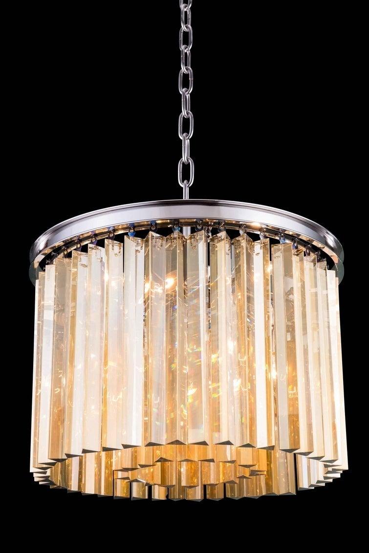 Steel with Crystal Rod Round Pendant / Chandelier - LV LIGHTING