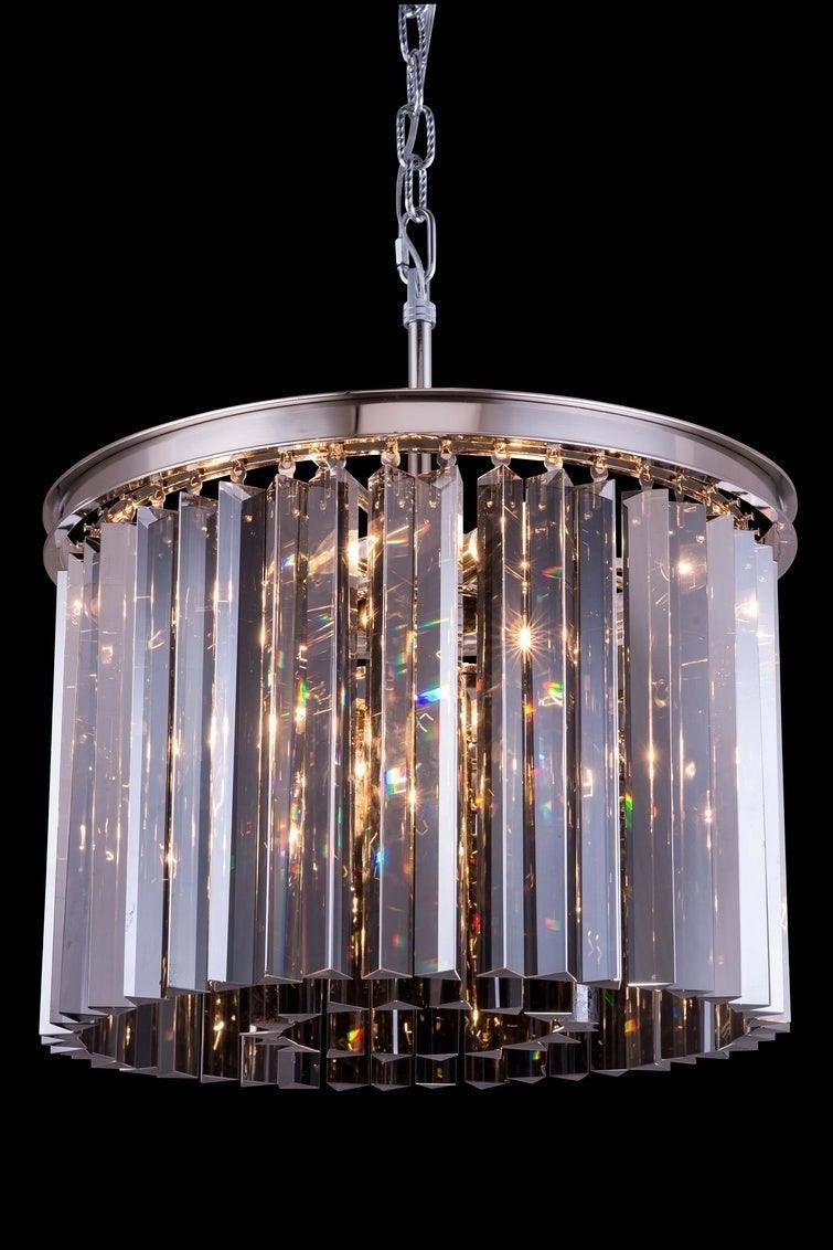 Steel with Crystal Rod Round Pendant / Chandelier - LV LIGHTING