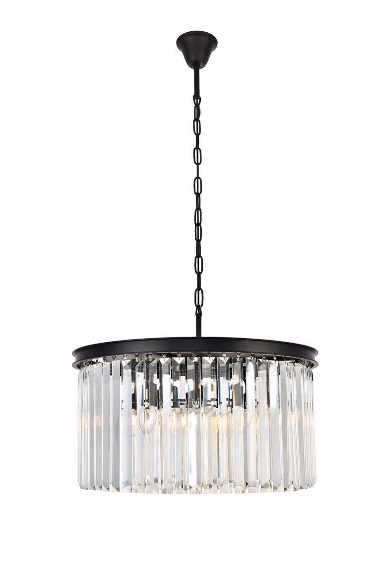 Steel with Crystal Rod Round Pendant / Chandelier - LV LIGHTING