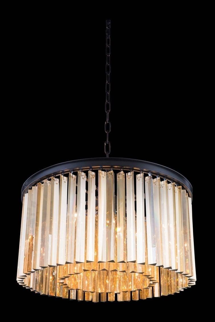 Steel with Crystal Rod Round Pendant / Chandelier - LV LIGHTING